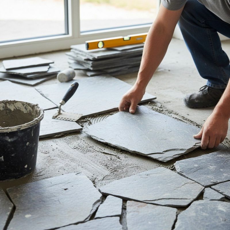 Slate Tile Floor Repair detail