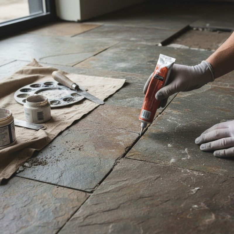 Slate Tile Floor Repair detail