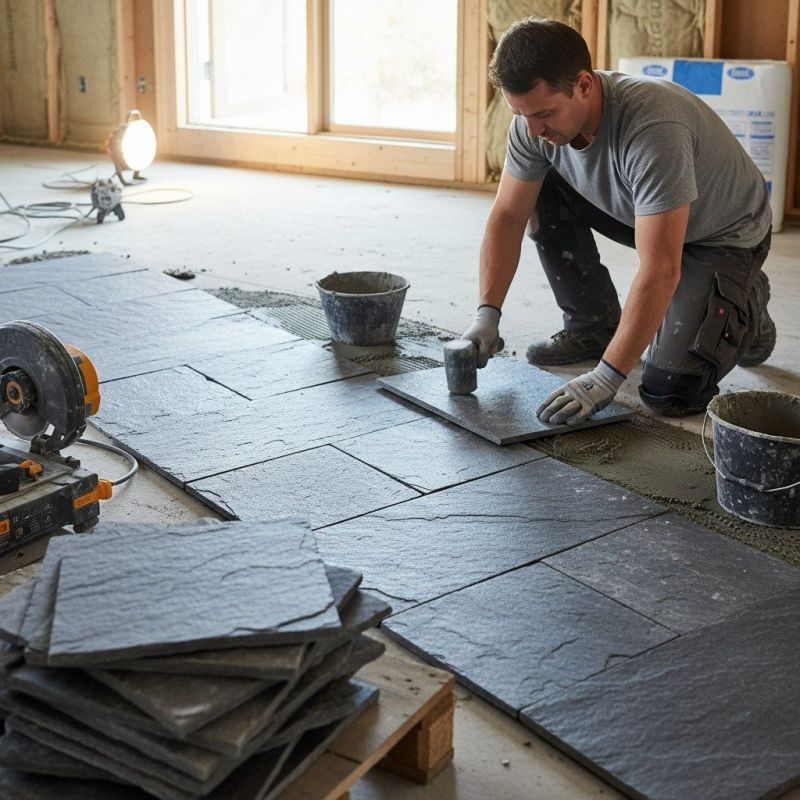 Slate Tile Floor Repair detail