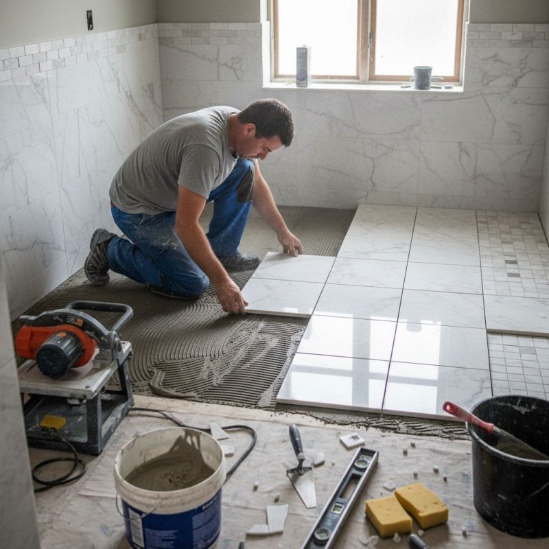 White Marble Tile Installation